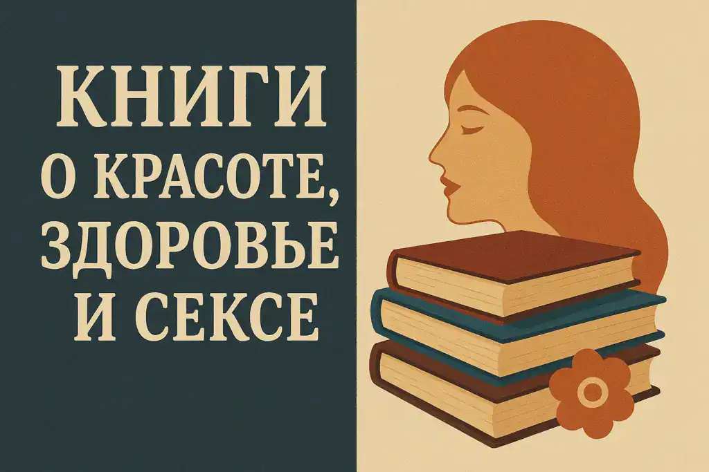 Книги о красоте, здоровье и сексе, иллюстрация женщины.