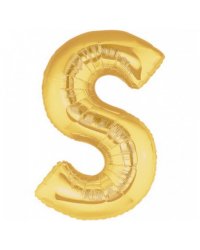 Шарик воздушный буква s цвет золото