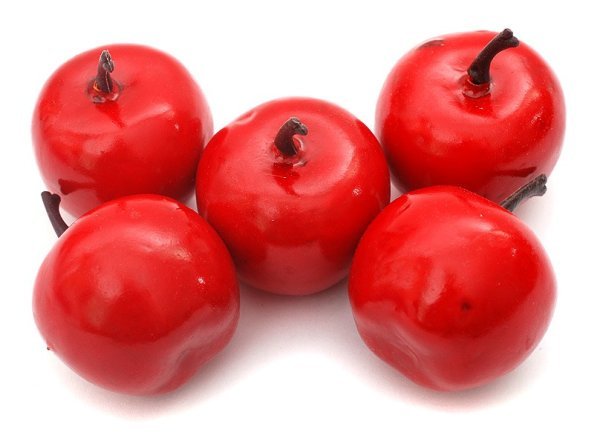 Набор искусственных фруктов &quot;Яблоки&quot;, цвет: красный, 3x3.5 см, 5 штук