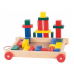 Woody 90007 Деревянная тележка с цветными кубиками для построения (34шт.) для детей от 3 лет + (20x15см)