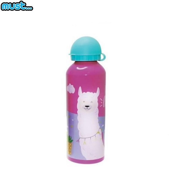 MUST Металлическая бутылочка с Ярким рисунком (без BPA) (500ml) для девочек от 3+ лет с Ламой
