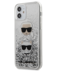 Karl Lagerfeld KLHCP12SKCGLSL Liquid Glitter 2 Heads Cover Чехол для Apple iPhone 12 Mini Серебряный