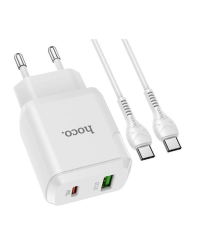 Hoco N5 PD20W универсальное зарядное устройство USB / 5V / 3A + USB-C провод 1М белая