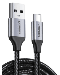 Nickel-plated USB-C cable QC3.0 UGREEN 2m with aluminium plug (Black)