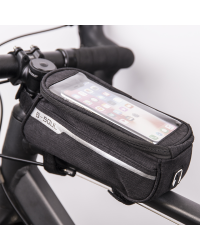 Waterproof bike frame bag with phone holder black