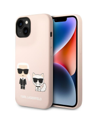 Karl Lagerfeld MagSafe Compatible Case Liquid Silicone Karl and Choupette for iPhone 14 Plus Pink