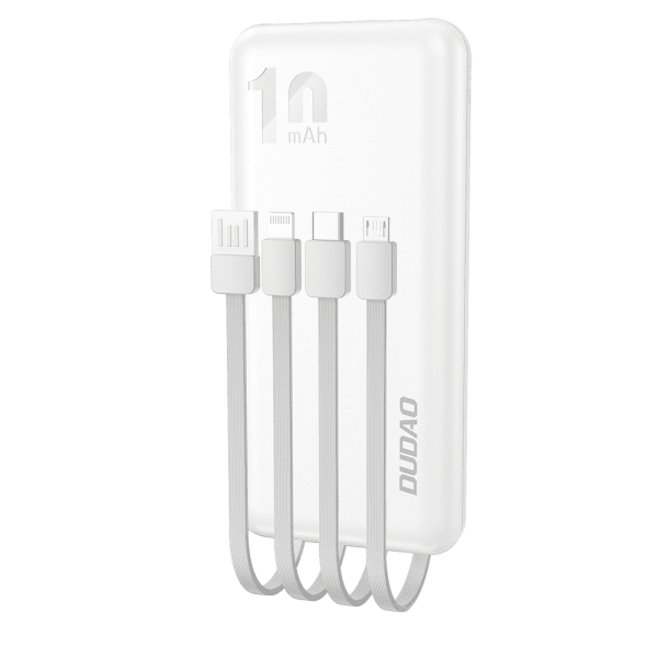 Dudao K6Pro Universal 10000mAh Power Bank with USB Cable, USB Type C, Lightning white (K6Pro-white)