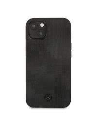 MEHCP13SMBLBK Mercedes Genuine Leather Meshed Hard Case for iPhone 13 Mini Black