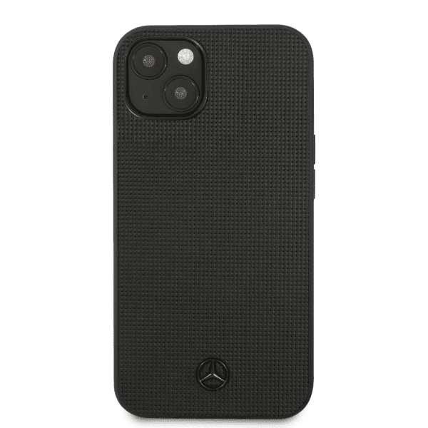 MEHCP13SMBLBK Mercedes Genuine Leather Meshed Hard Case for iPhone 13 Mini Black