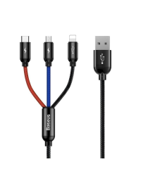 Baseus 3in1 кабель USB-C / Lightning / Micro 3,5A 0,3м черный