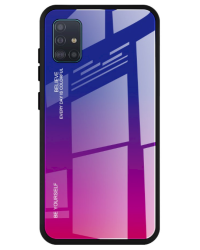 Fusion Gradient Glass Back Case Силиконовый чехол для Samsung A515 Galaxy A51 Синий - Фиолетовый