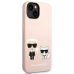 Karl Lagerfeld MagSafe Compatible Case Liquid Silicone Karl and Choupette for iPhone 14 Plus Pink