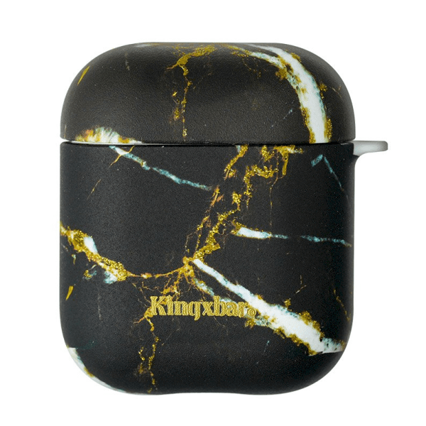 Kingxbar Marble Силиконовый чехол для наушников Apple Airpods 1 / 2 Черный