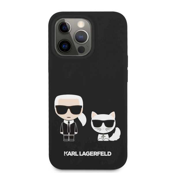 KLHCP13XSSKCK Karl Lagerfeld and Choupette Liquid Silicone Case for iPhone 13 Pro Max Black