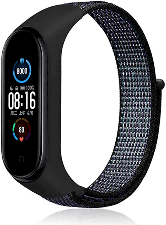 Fusion Nylon ремешок для часов Xiaomi Mi Band 3 / 4 / 5 / 6 черный