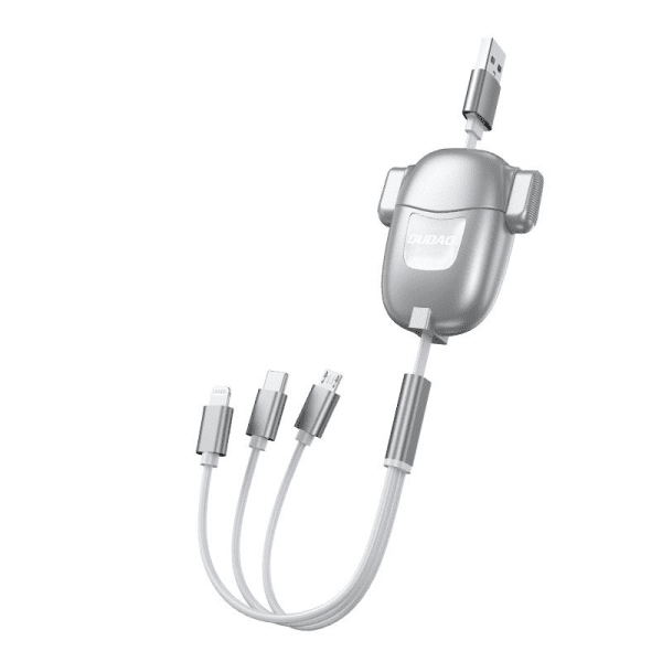 Dudao 3in1 USB cable - micro USB / Lightning / USB Type C 3 A 25 cm - 110 cm grey (L8Pro)