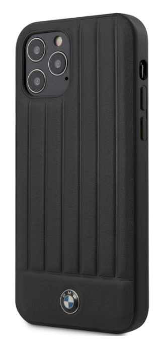 BMW BMHCP12MPOCBK Leather Vertical Lines Чехол для Apple iPhone 12 / 12 Pro Черный