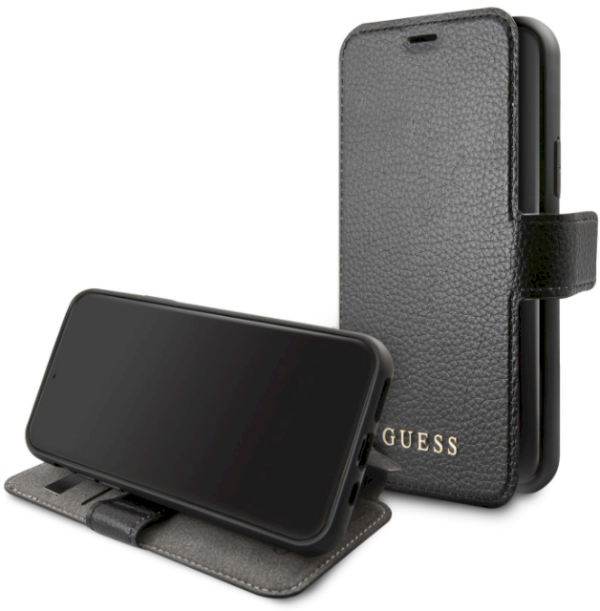 Guess GUFLBKSP12MIGLBK Iridescent Book Чехол Книжка для Apple iPhone 12 / 12 Pro Черный