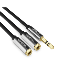 Ugrenn AV123 headphone cable 3.5 mm minijack (male) - 2x 3.5 mm minijack (female) - black