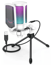 Микрофон Fifine AmpliGame A6V RGB для игр | подкасты | потоки | штатив | белый