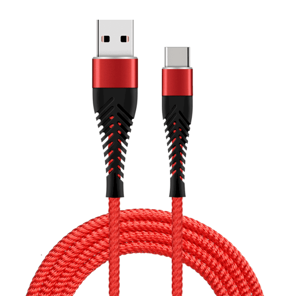 Кабель Fusion Fishbone USB-A - USB-C, 30 Вт / 3А / 1,5 м красный
