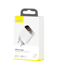 Baseus Mirror Lake CCJMHC-A02 Сетевое зарядное устройство USB-C / USB / 18W / 3A / Quick Charge 3.0 / Белое