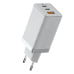 Baseus GaN CCGAN2P-B02 Сетевое зарядное устройство USB / 2 x USB-C / 65W / 5A / Quick Charge 3.0 Белое
