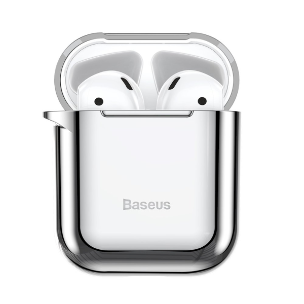 Baseus Shining Hook Силиконовый чехол для наушников Apple Airpods 1 / 2 Серебряный