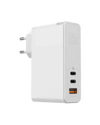 Baseus GaN CCGAN-J02 Сетевое зарядное устройство USB / 2 x USB-C / 120W / 5A / Quick Charge 4.0 Белое