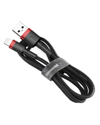 Baseus Cafule Cable Durable Nylon Braided Wire USB / Lightning QC3.0 1.5A 2M black-red (CALKLF-C19)