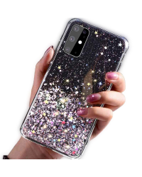 Fusion Glue Glitter Back Case Силиконовый чехол для Apple iPhone 12 / 12 Pro Черный