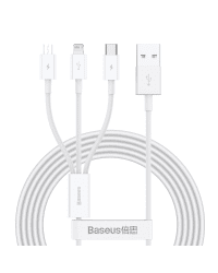 Baseus Superior Cable USB - Lightning / micro USB / USB Type 3,5 A 1,5m White (CAMLTYS-02)