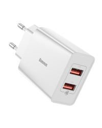 Baseus Speed Mini CCFS-V02 Сетевое зарядное устройство 2 x USB / 18W / 3A / Quick Charge 3.0 / Белое