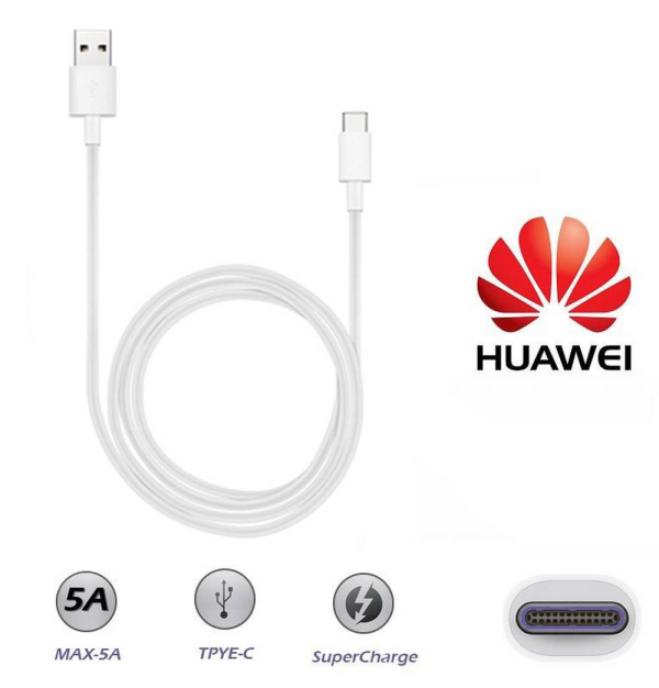 Huawei AP71 SuperCharge Оригинальный Type-C 3.1 Кабель для зарядки и данных 1m Белый (OEM)