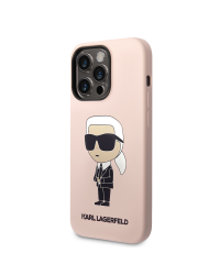 Karl Lagerfeld Liquid Silicone Ikonik NFT Case for iPhone 15 Pro Pink