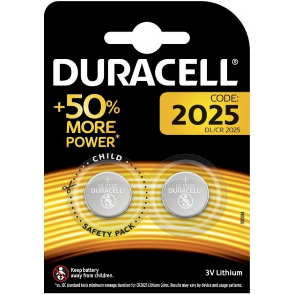 Литиевая батарея Duracell CR2025 3V 2BB