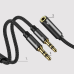 Joyroom AUX splitter audio cable 3,5 mm mini jack (female) - 2x 3,5 mm mini jack (male - microfon and headphones) 0,2m black (SY-A05)