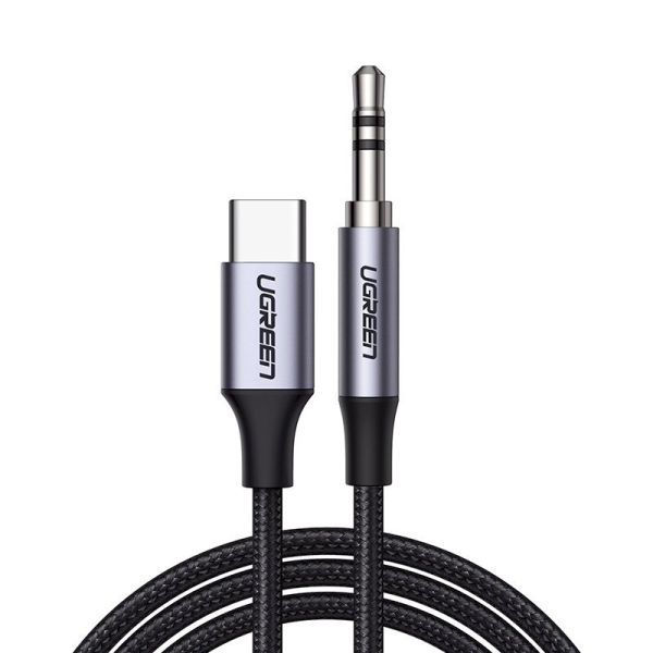 Ugreen stereo audio AUX cable 3,5 mm mini jack - USB Type C for smartphone 1 m black (CM450 20192)