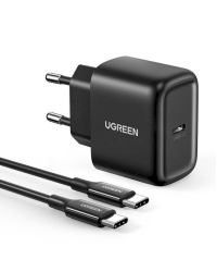 Ugreen USB travel wall charger Type C 25W Power Delivery + USB Cable Type C 2M black (50581)