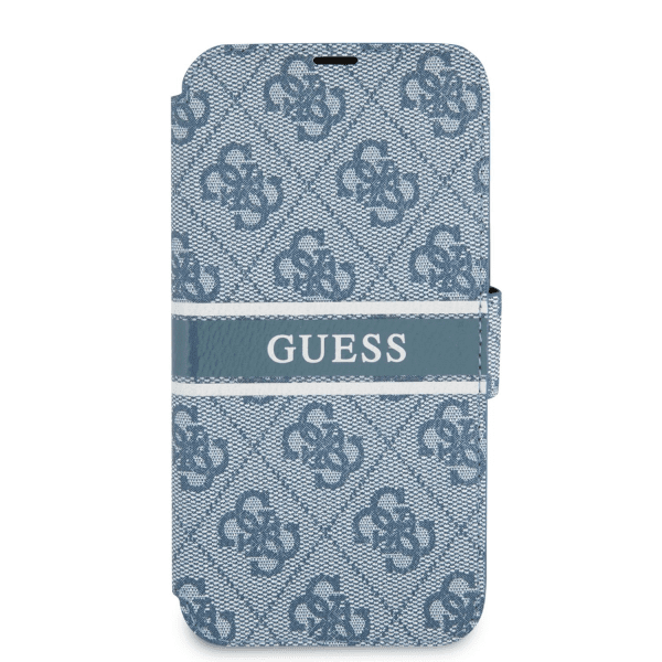 GUBKP13S4GDBL Guess PU 4G Printed Stripe Book Case for iPhone 13 Mini Blue