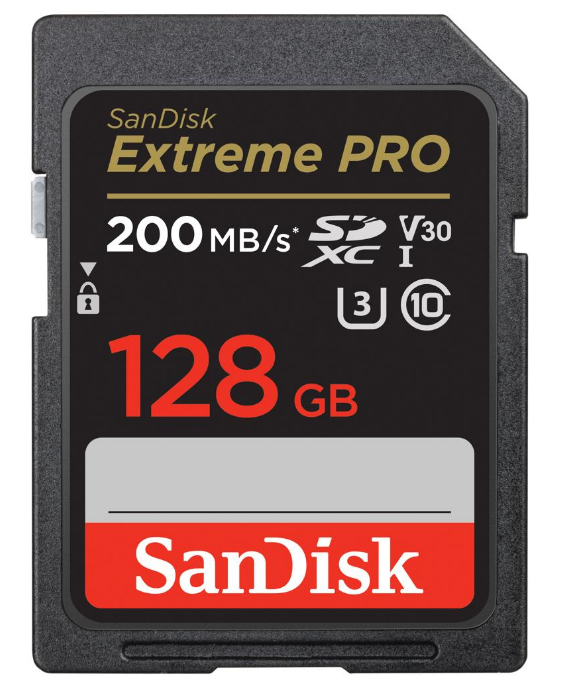 Карта памяти SanDisk 128 ГБ Extreme Pro SDXC C10 V30 UHS-I U3