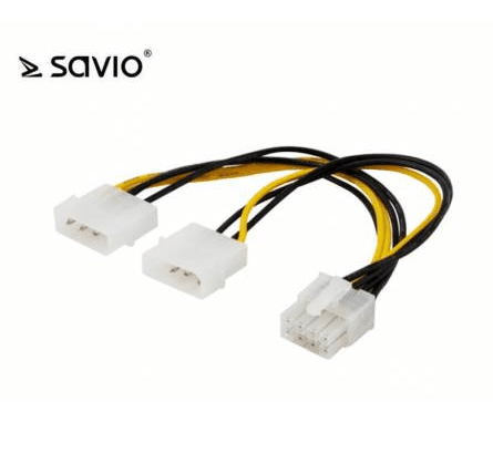 SAVIO AK-18 Кабель питания | 18 см | 2x4 pin Molex (M) | 1x8 pin EPS