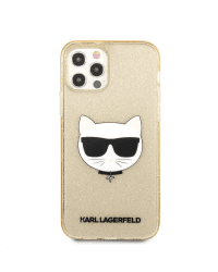 KLHCP12MCHTUGLGO Karl Lagerfeld Choupette Head Glitter Case for iPhone 12/12 Pro 6.1 Gold