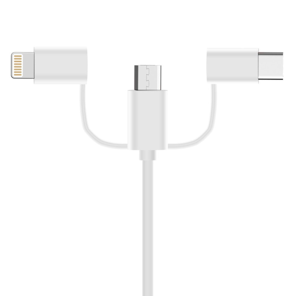 Кабель для передачи данных Fusion 3 в 1 lightning / USB-C / micro USB 1м белый