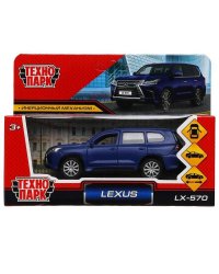 Машина металл LEXUS LX570 матовый дл 12 см, отк дв, баг, инер, синий, кор. Технопарк в кор.2*36шт