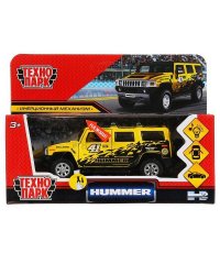 Машина металл свет-звук "hummer h2 спорт" 12см, инерц., желтый в кор. Технопарк в кор.2*36шт