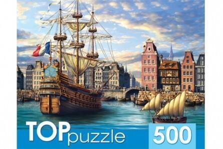 TOPpuzzle. ПАЗЛЫ 500 элементов. ХТП500-4236 КОРАБЛИ В СТАРОМ ПОРТУ