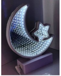Зеркальный 3D светильник Луна и звезда, белый свет УД-9718