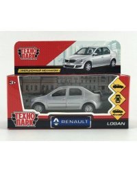 Машина металл "RENAULT LOGAN"12см, открыв. двери, инерц, серебристый, в кор. Технопарк в кор.2*36шт