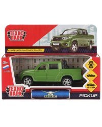 Машина металл "UAZ PICKUP", длина 12см, открыв. двери, инерц, ЗЕЛЕНЫЙ в кор. Технопарк в кор.2*36шт